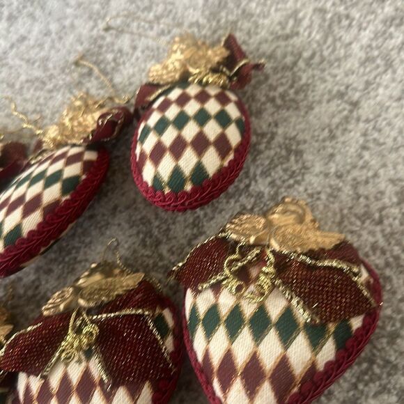 9 Vintage Harlequin Diamond Pattern Christmas Tree Decorations - Picture 4 of 5